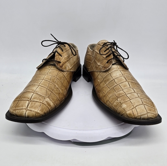 Emilio Franco Shoe Men's 12 Italian Calfskin Gator Print Exotic Oxfords - Picture 2 of 11